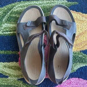 CROCS Brown and Taupe Comfort Sandals